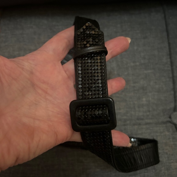 Vintage Whiting & Davis Black Mesh ‘Liquid Metal’ Evening Belt S/M 31” leather - Picture 4 of 7